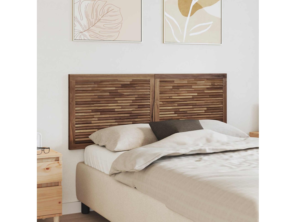 Vidaxl Cabeceira De Cama Natural Madeira De Teca Sólida