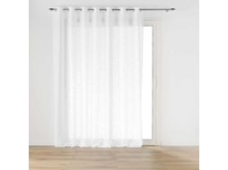 Cortina De Voilage De Grande Largura Com Ilhós Haltona Branco - Efeito Linho Tecido 240x240 Cm