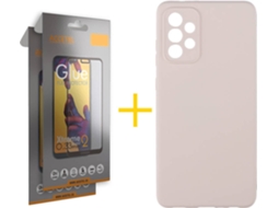 Capa e 2 Películas de Vidro Full Samsung A52 5G ACCETEL Silicone Líquido Rosa