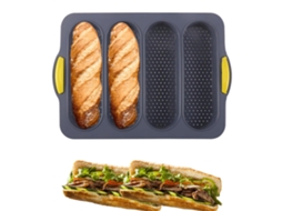 Forma Para Pão – Molde De Silicone – Para Pão Caseiro E Pão Hot Dog – 34,5 X 23,8 X 2,5 Cm – Silicone – Cinzento