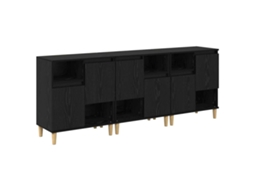 Conjunto 3 Buffet Vidaxl Preto Derivados De Madeira (60 X 35 X 70 Cm)