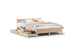 Cama Sem Colchão 135x190 Cm Madeira de Pinho Maciça MAISON EXCLUSIVE