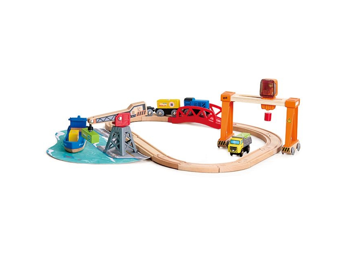 Conjunto De Brinquedo Hape Harbor Set Conjunto De Porto Com Sistema De Elevação E Carga Playground De Porto