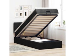 Vidaxl Cama Otomana Com Colchão Leds 80x200cm Tecido Preto