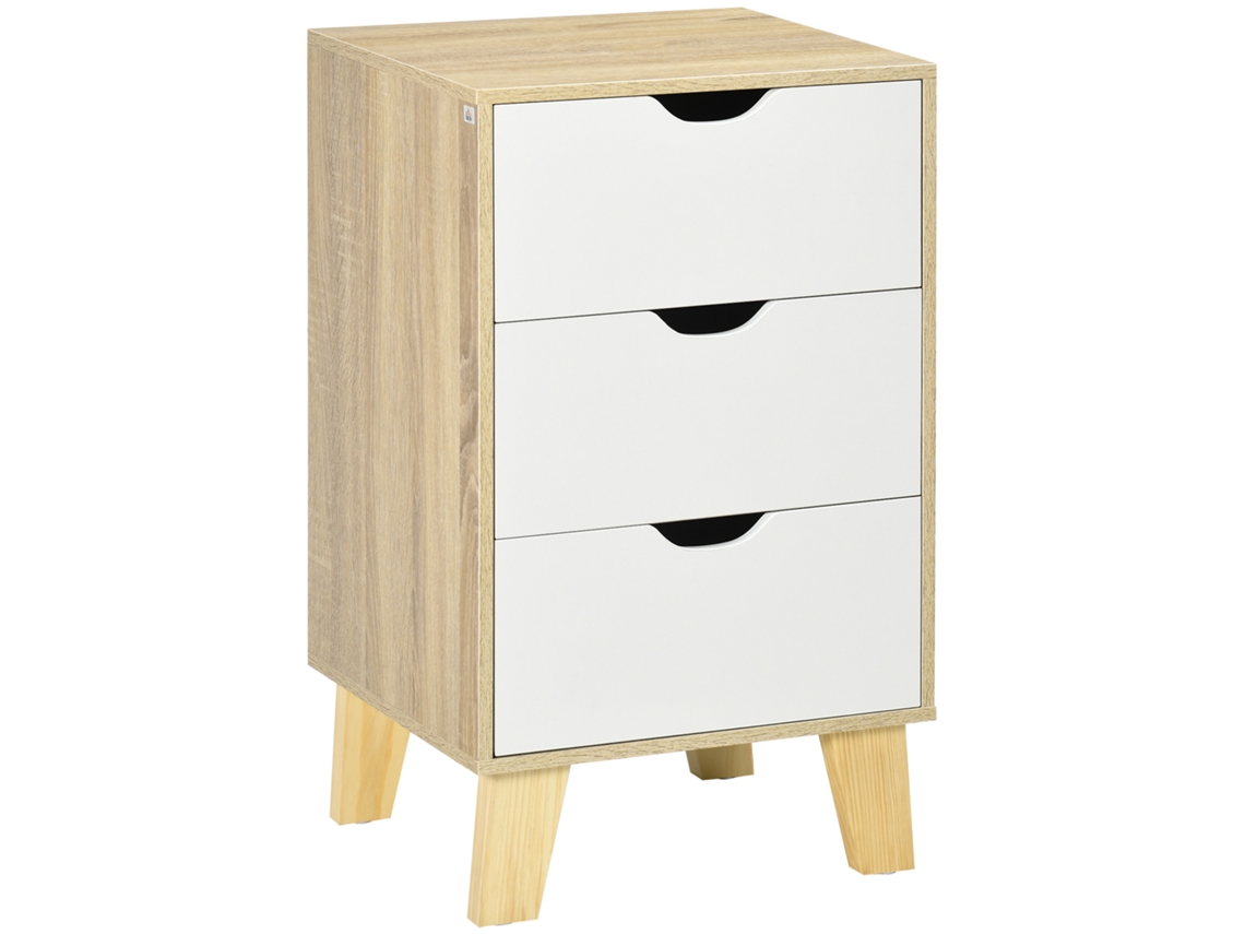 Cômoda 3 Gavetas Base Elevada Quarto Sala Corredor Natural