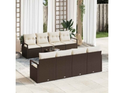Vidaxl Conjunto De Sofás 7 Unid. 6-número De Lugares Marrom E Creme
