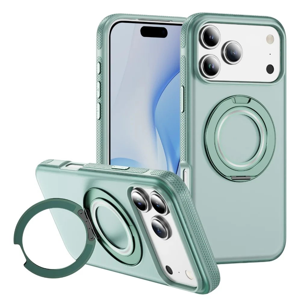 (verde, Iphone 14 Plus) Capa Fosca Para Celular, Compatível Com Magsafe, Com Suporte De Anel Giratório De 360°.