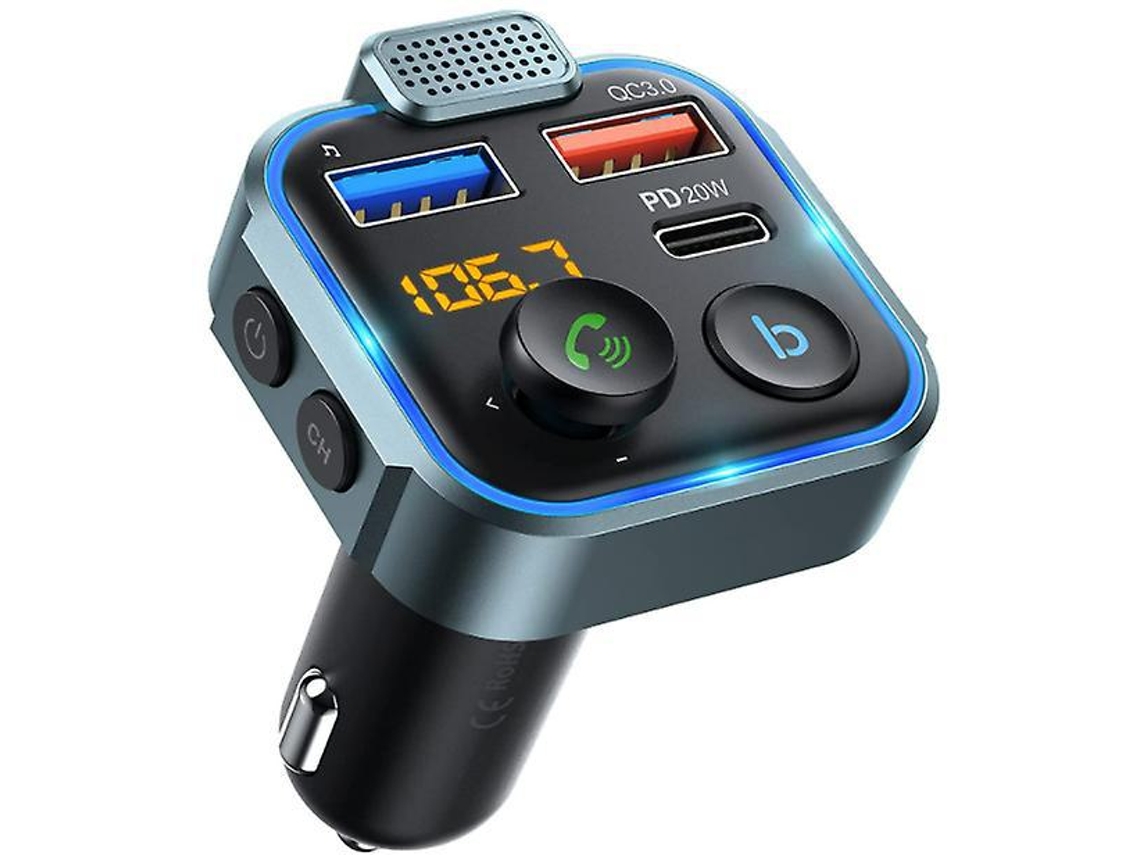 Transmissor Fm Bluetooth Yizhood Pd20w Qc3.0 Type C Hands Free Baixo Preto