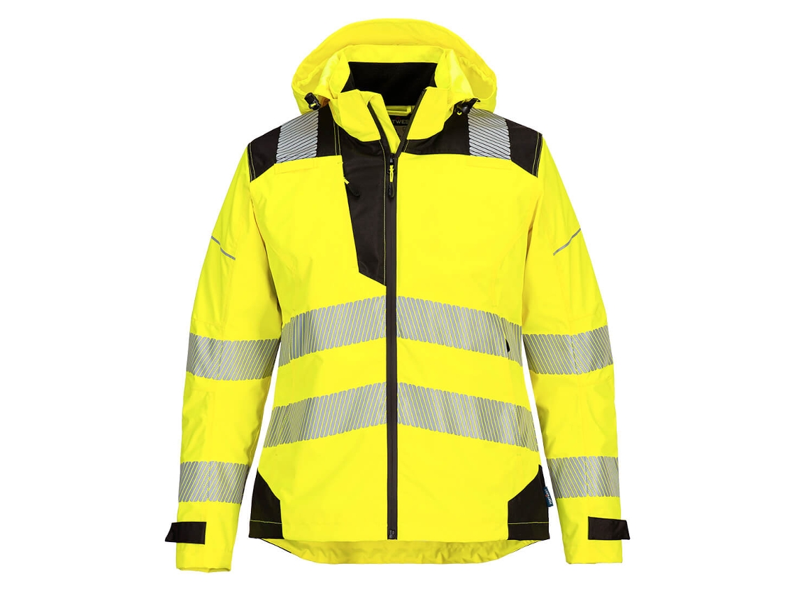 Casaco De Chuva Feminino Pw3 De Alta Visibilidade Amarelo Preto / S