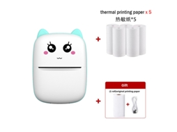 Impressora Térmica Sem Fio De 203 Dpi, Impressão Sem Tinta Com 6 Rolos De Papel, Compatível Com Ios E Android, Azul.