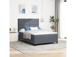 Cama Box Spring Com Colchão Cinza Escuro 140x190 Cm Veludo
