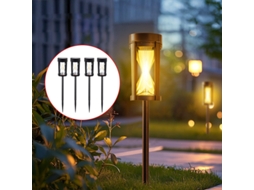 Luz Quente - Pacote De 4 Luzes Led Solares Para Gramado 2300k, Luz Quente Para Exteriores, À Prova D'água, Luz Noturna Para Jardim, Decoração De P