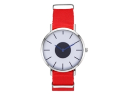 Reloj Hombre Moda Zhoulianfa Correa Nylon Dial Redondo Cuarzo Pulsera Rojo