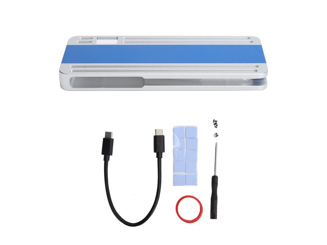Caixa De Disco Rígido Móvel Prata Azul M.2 Nvme Para Acessórios De Enclosure De Ssd Type-c