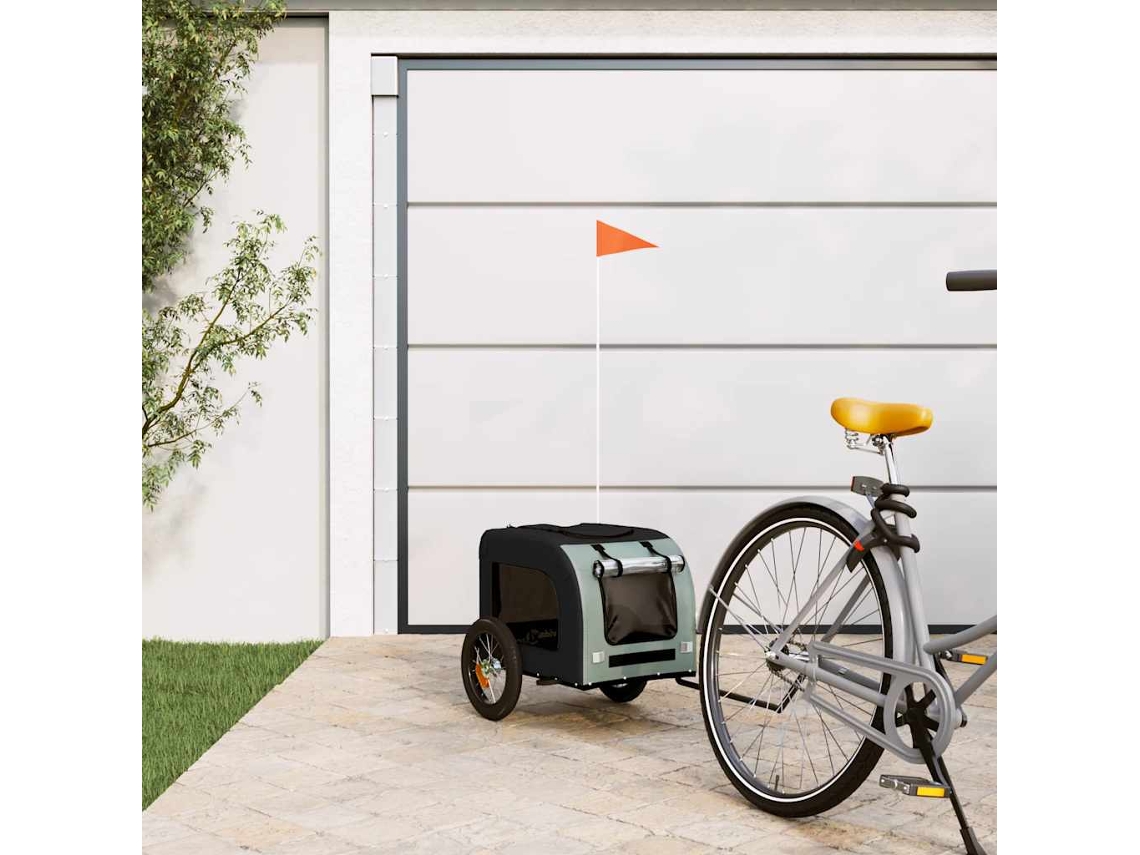 Vidaxl Reboque De Bicicleta P/ Animais Tecido Oxford/ferro Cinza/preto