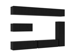 Conjunto 7 Suporte Para Tv Vidaxl Preto Derivados De Madeira (30,5 X 30 X 110 Cm)