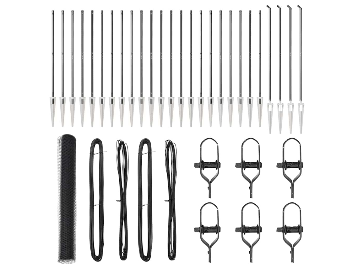 Conjunto 1 Cerca Externa Vidaxl Cinzeto Aço