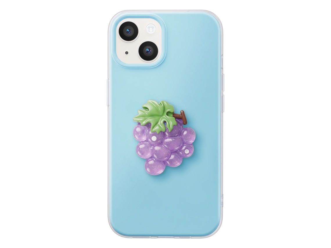 Capa Para Iphone 14 Com Motivo Uva Em Relevo 3d E Borda Elevada