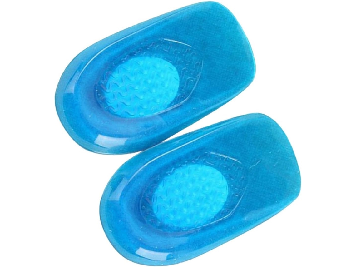 1par De Palmilhas Elásticas Gel Para Calcanhar, Com Absorção De Impacto Para Uso Esportivo E Casual, Azul Escuro