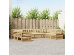 Vidaxl Conjunto De Sofás Para Exterior 9 Unid. Branco E Bege