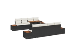 Conjunto 9 Conjunto De Sofá De Jardim Vidaxl Preto Vime Pe (100 X 55 X 73 Cm)