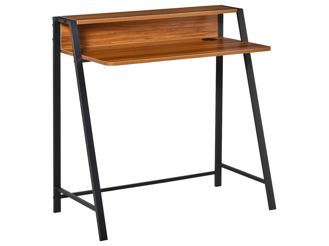 Mesa Computador Metal Nogal Armazenamento E Gestão De Cabos 84x45x85 Cm