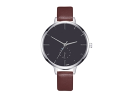 Relógio de Quartzo Feminino Vintage Estilo Business Pulseira Couro Pu Café