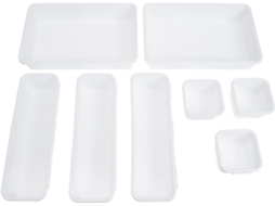 Organizador de Gavetas Amosfun Plástico Branco com 8 Peças, Caixa Armazenamento para Escritório e Cosméticos,