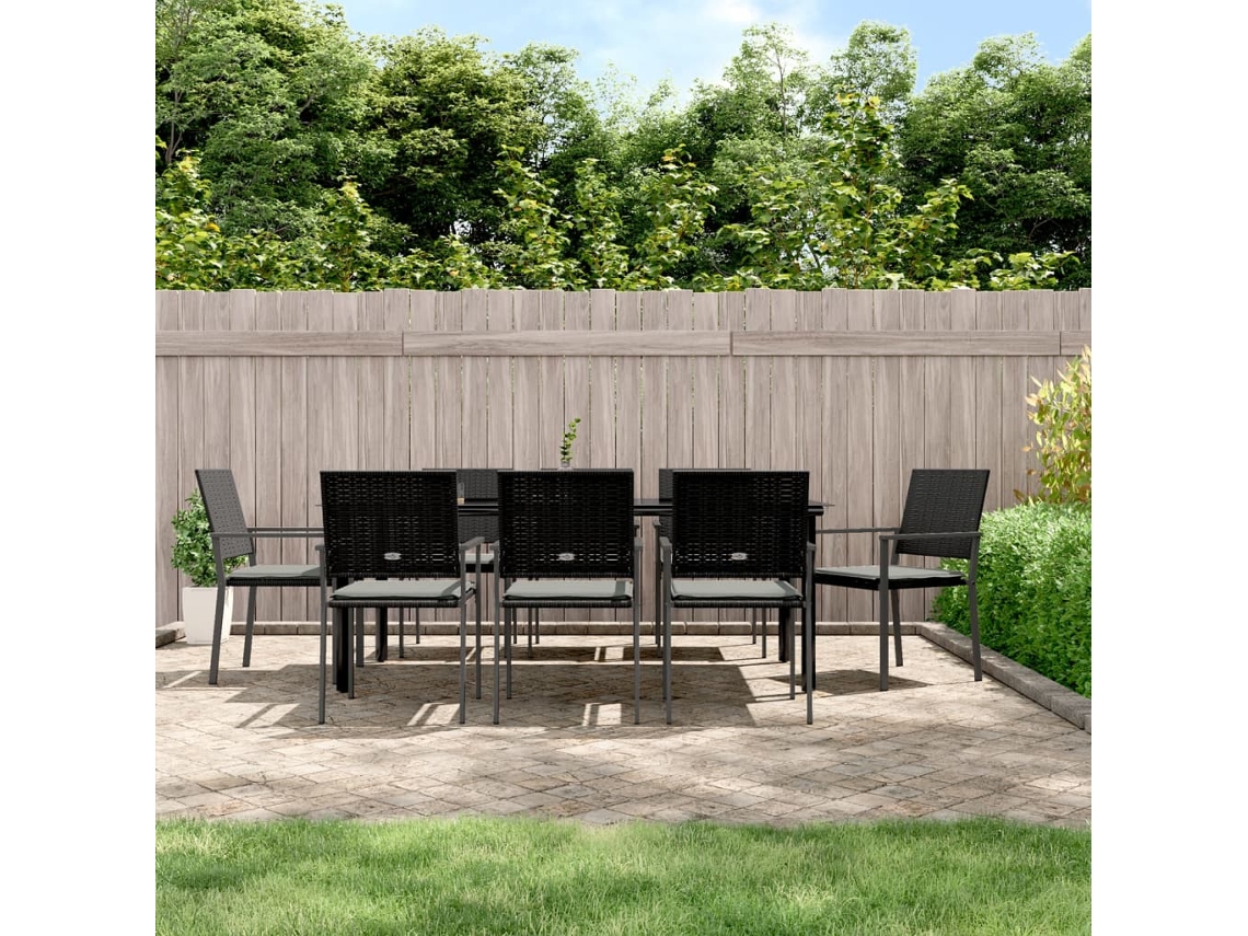 9 Pcs Jogo De Jantar P/ Jardim Com Almofadões Vime Pe E Aço Dkd Home Decor