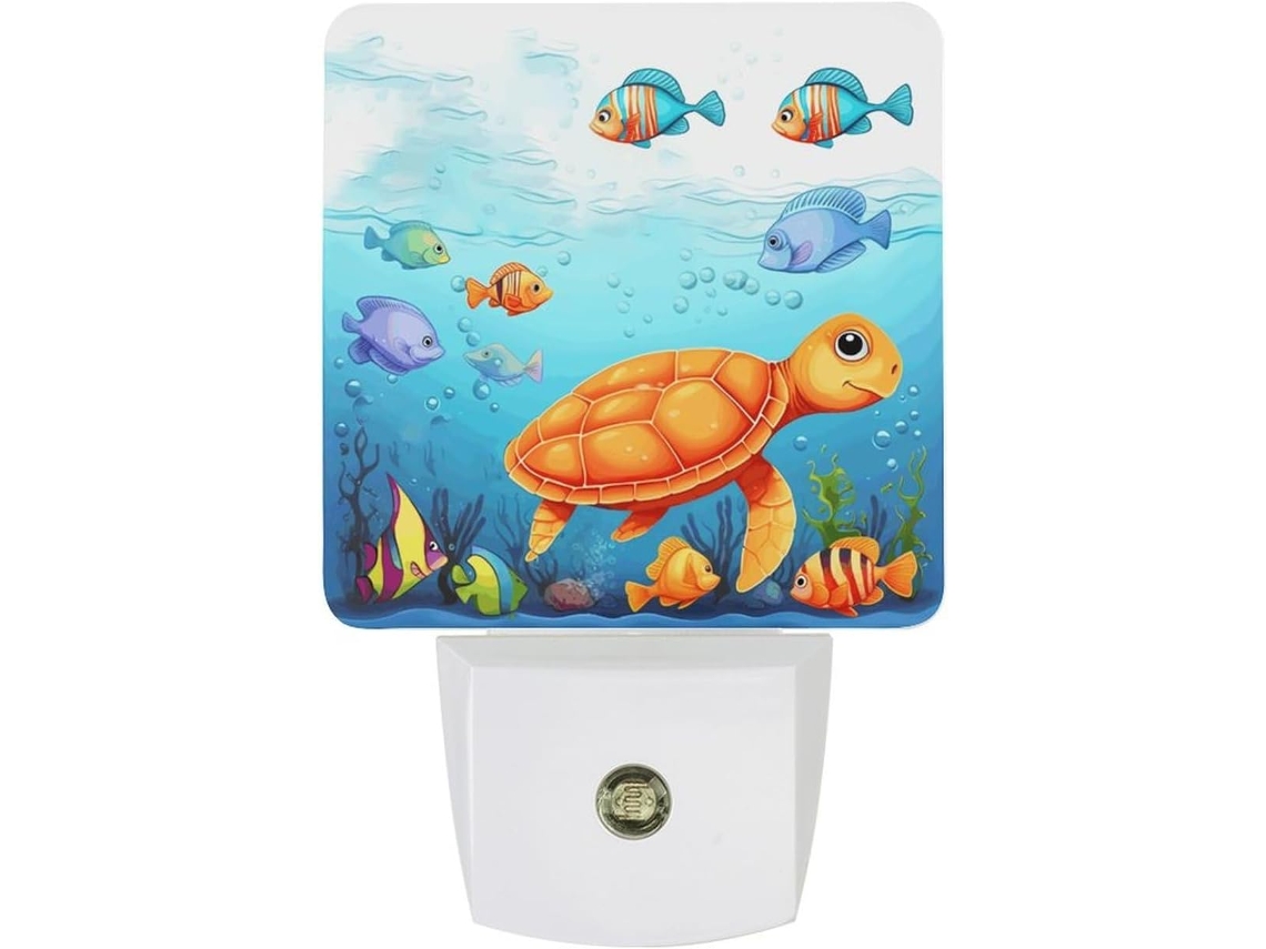 Luminária Noturna Com Estampa De Tartaruga E Peixe, Luminária Noturna Decorativa, Luminária Noturna Viagem