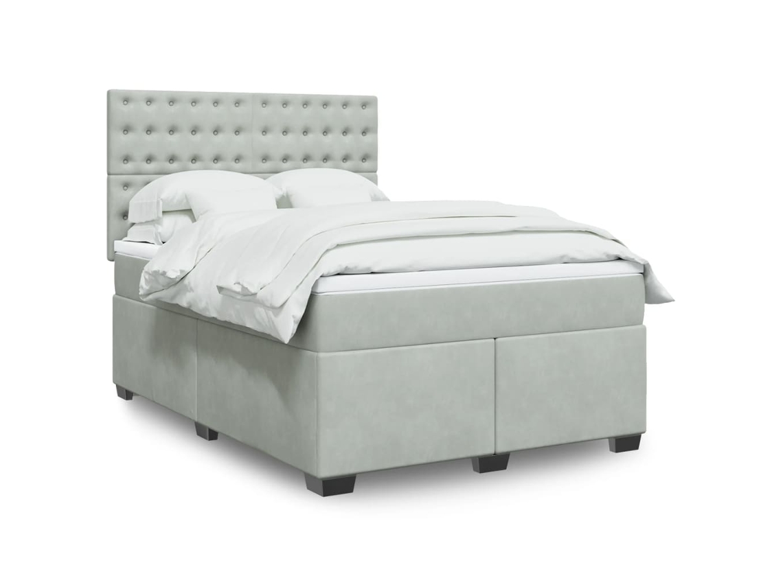 Vidaxl Cama Com Molas/colchão 160x200 Cm Veludo Cinzento-claro