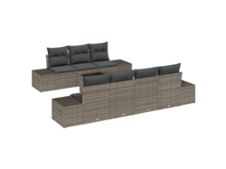 Conjunto 8 Sofá De Jardim Vidaxl Cinzento Vime Pe (55 X 55 X 37 Cm)
