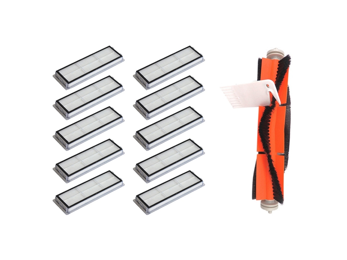Ad-1Set escova principal para xiaomi mijia 1c robô de reposição e 10 peças de substituição de filtro hepa para xiaomi dreame f9
