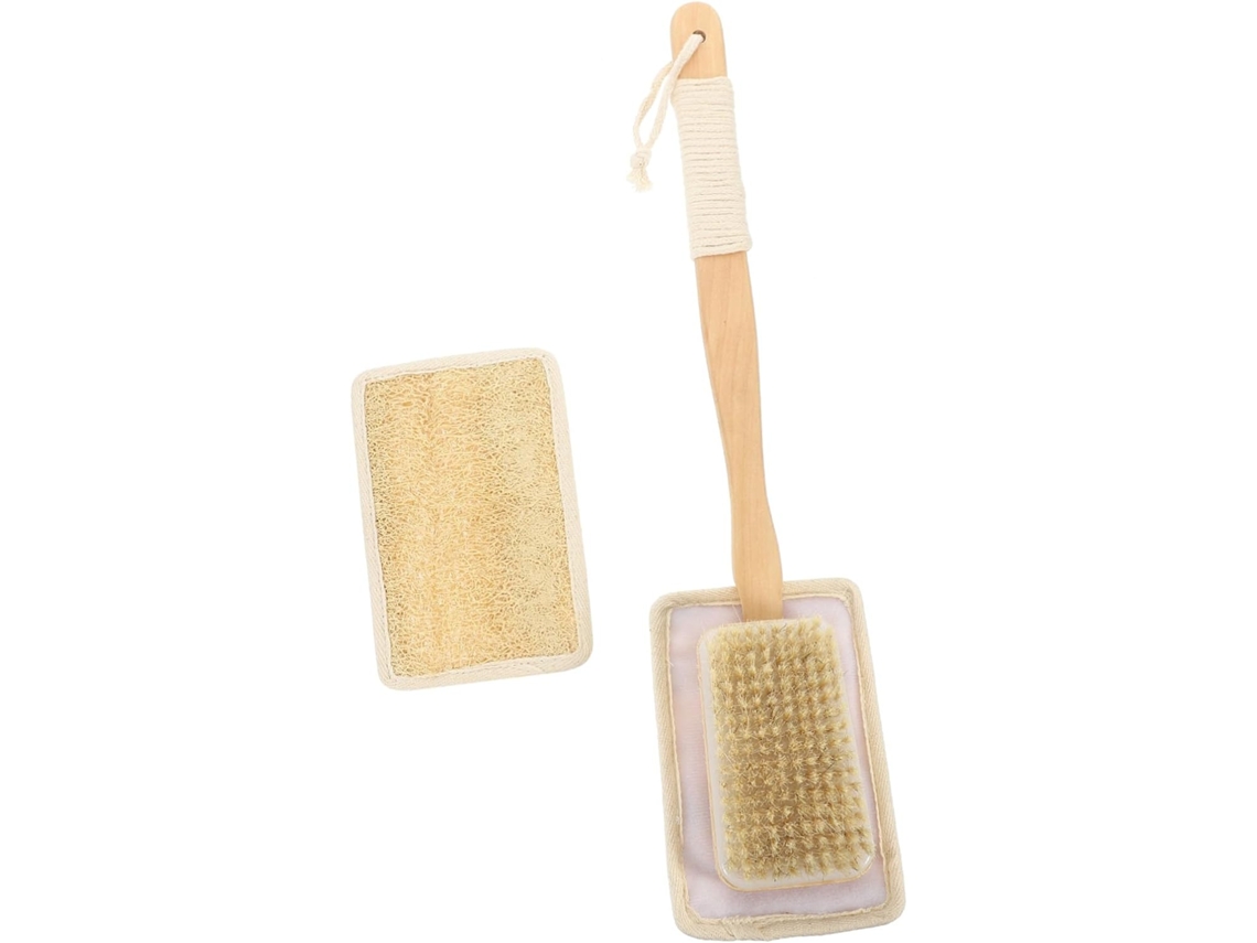 Escova De Banho Beaupretty Com Esponja Bucha Natural Cabo Longo Para Esfoliação Profunda E Limpeza Corporal, Com
