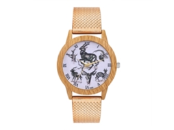 Relógio Feminino Pulseira de Malha de Aço Relógio de Quartzo Rose Gold