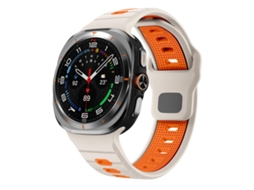 Bracelete Silicone com Listras Horizontais e Fivela Reversa Laranja Claro para Samsung Galaxy Watch Ultra XIAOMOYU (47mm)