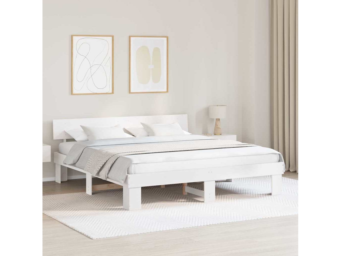 Vidaxl Estrutura da Cama com Cabeceira Branco 180 X 200 Cm