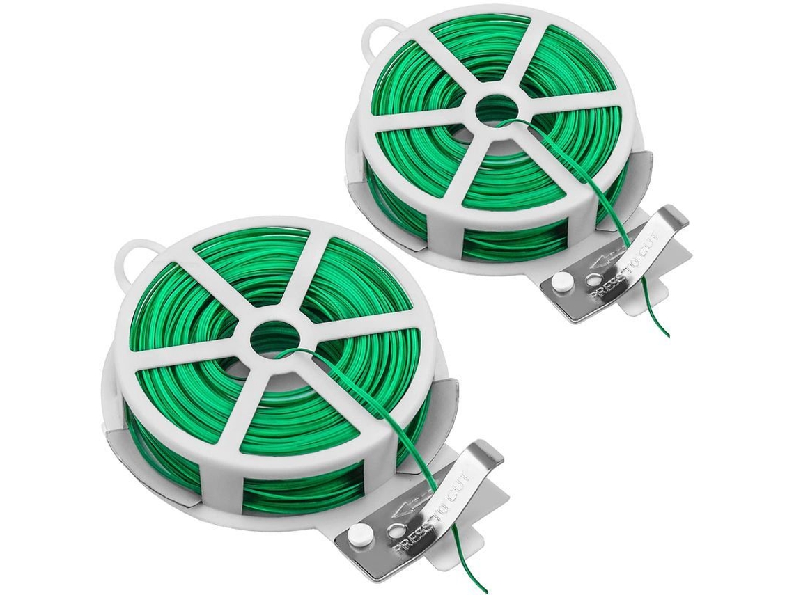 2026 2 Rolos de Cabo Jardim Verde 50m com Cortador de Plástico, Amarras para Plantas, Arame Jardim