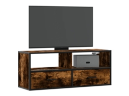 Vidaxl Móvel P/ Tv 100x31x39,5 Cm Deriv. Madeira/metal Carvalho Fumado