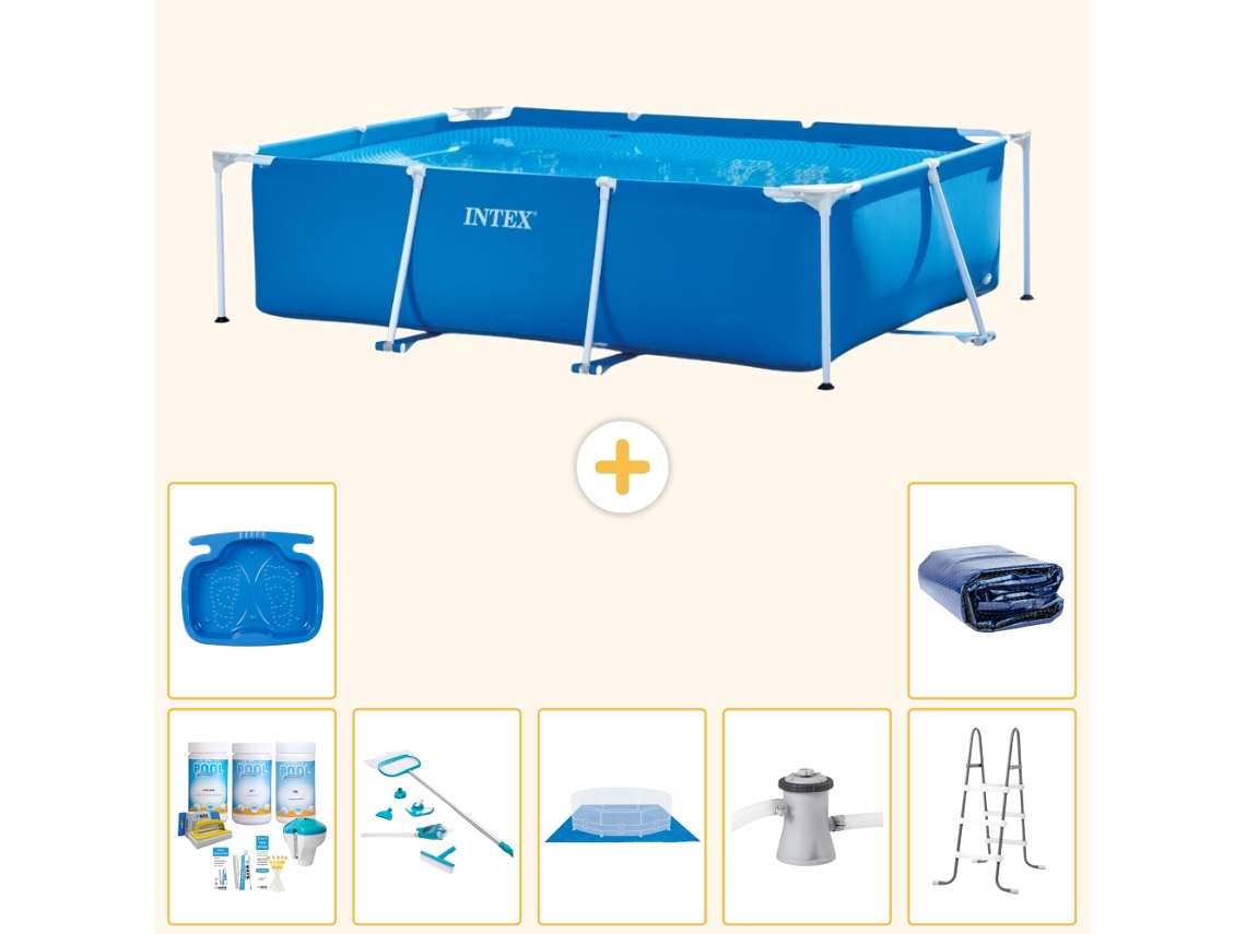 Piscina com Estrutura Retangular 220x150x60 Cm 8 peças S20020 INTEX
