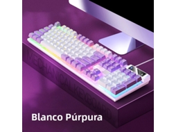 Teclado Gamer (branco E Roxo), 104 Teclas, Conexão Com Fio, Mecânico, Interface Usb.