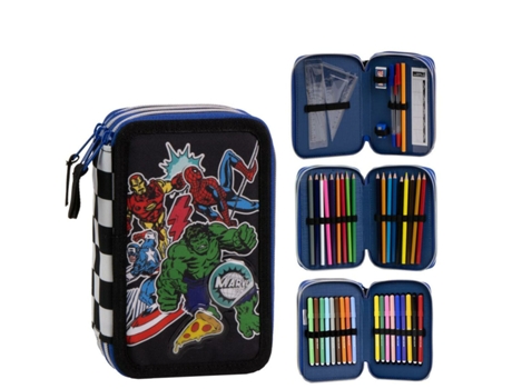 Estojo Escolar Com Acessórios The Avengers 41 X 58 X 3 Cm