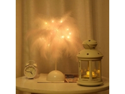Abajur De Mesa Com Penas, Ideal Para Quarto De Adolescente, Com Cúpula De Penas, Perfeito Para Decoração De Quarto