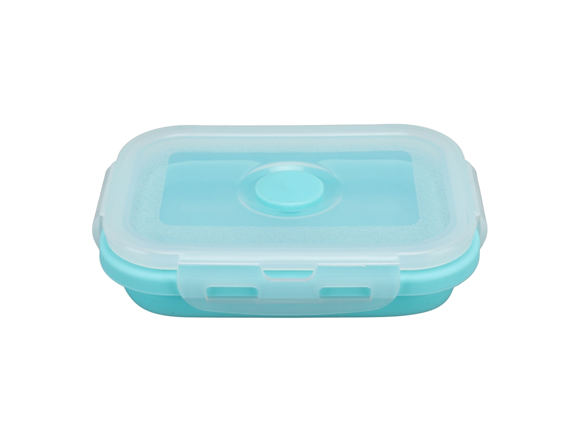 Caixa De Alimento Silicone Colapsável Resistente Ao Calor 500ml Azul