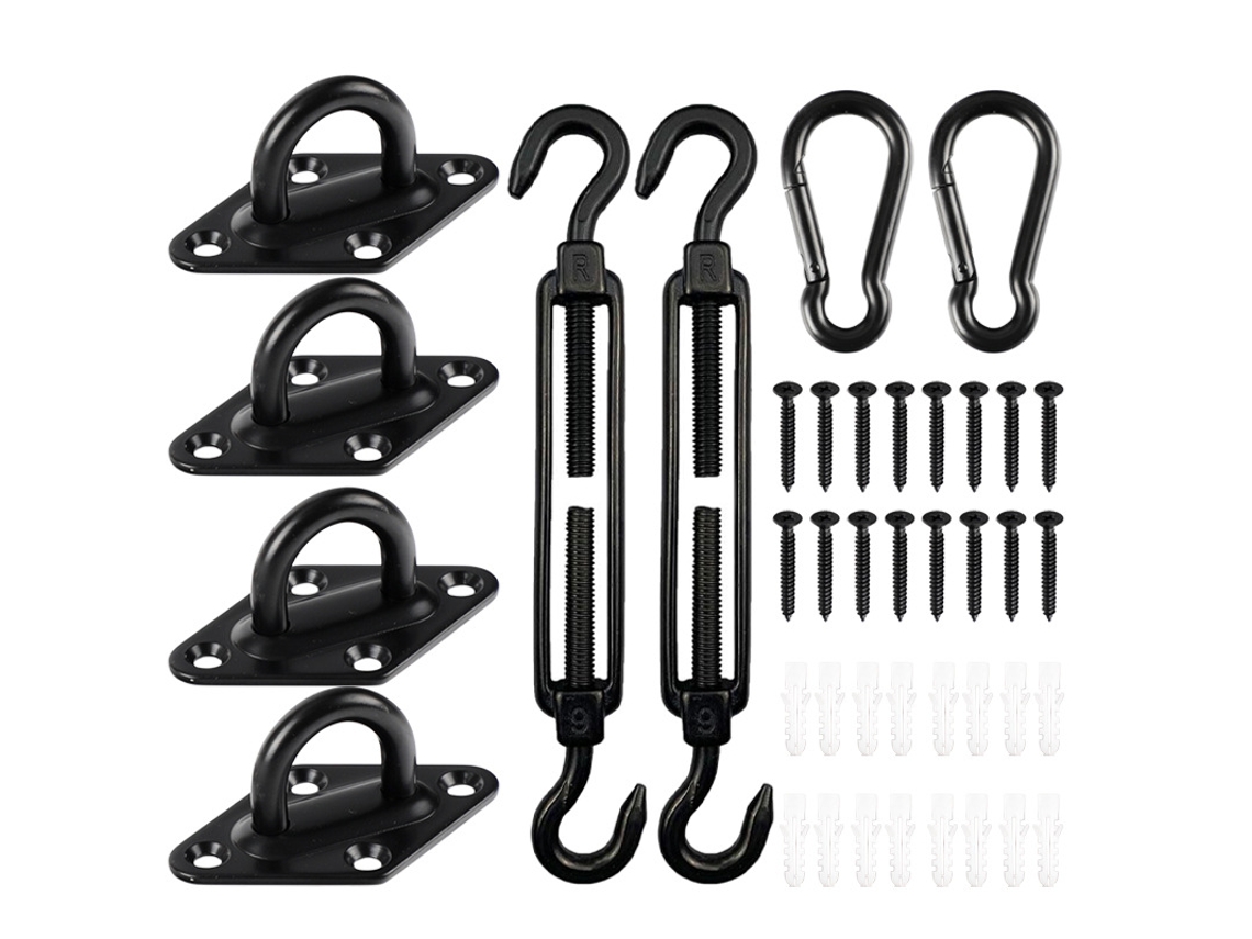 Kit De Fixation Pour Voile Dombrage 44 Pièces Robuste En Acier Inoxydable 304 Pour Installation Dauvent De Jardin Triangulaire Zeuxo (m6 Noir)