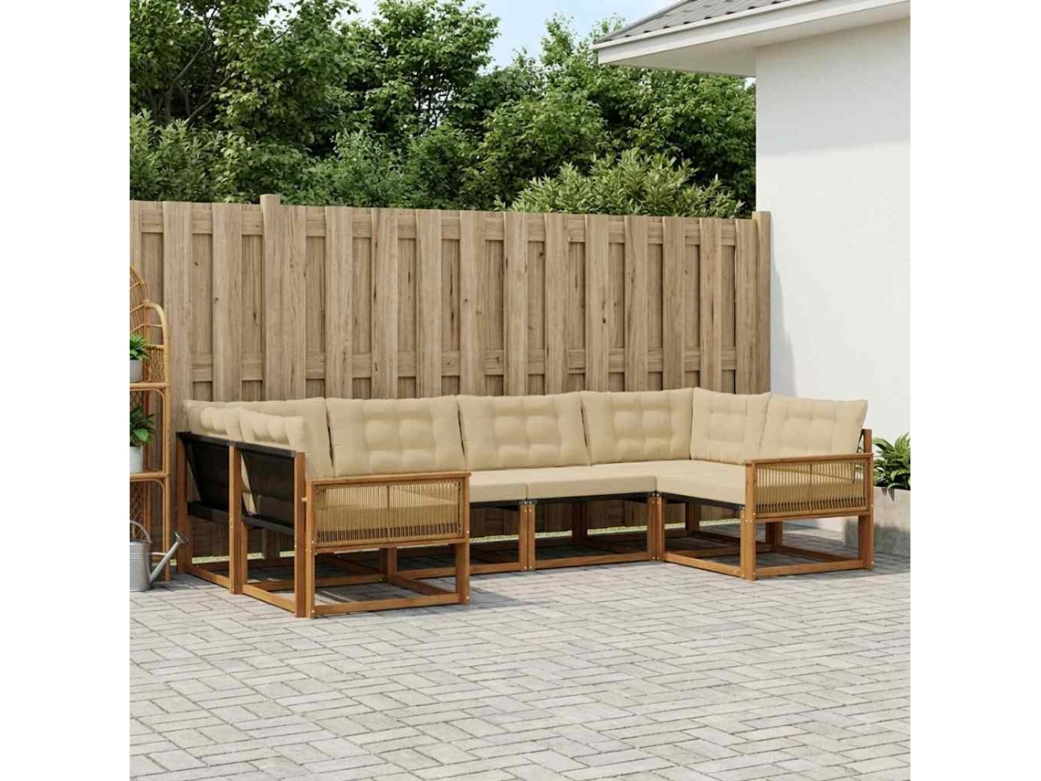 Vidaxl Conjunto De Sofás Para Exterior 6 Unid. Natural E Bege
