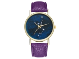 Reloj De Cuarzo De Cuero Pu Zhoulianfa Unisex Para Parejas Patrón Simple (morado)
