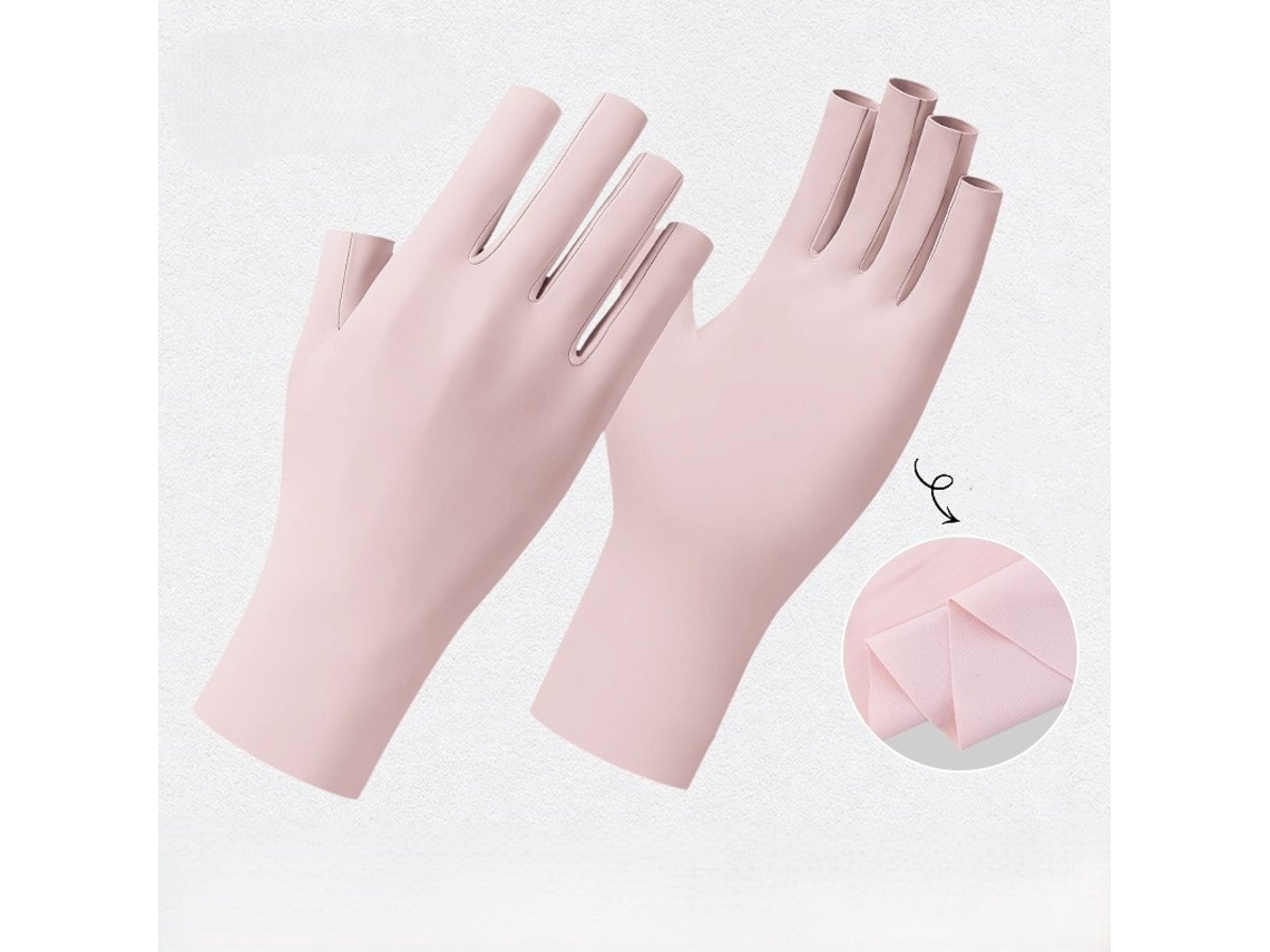 Luvas Sem Dedos Com Proteção Uv, Luvas De Manicure De Meio Dedo Em Spandex Com Tela Sensível Ao Toque Para Lâmpada Uv, Rosa, 2 Pares