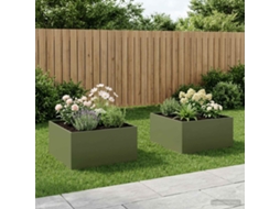 Vidaxl Vaso De Jardim 2 Unid. Verde-azeitona 60 X 60 X 40 Cm