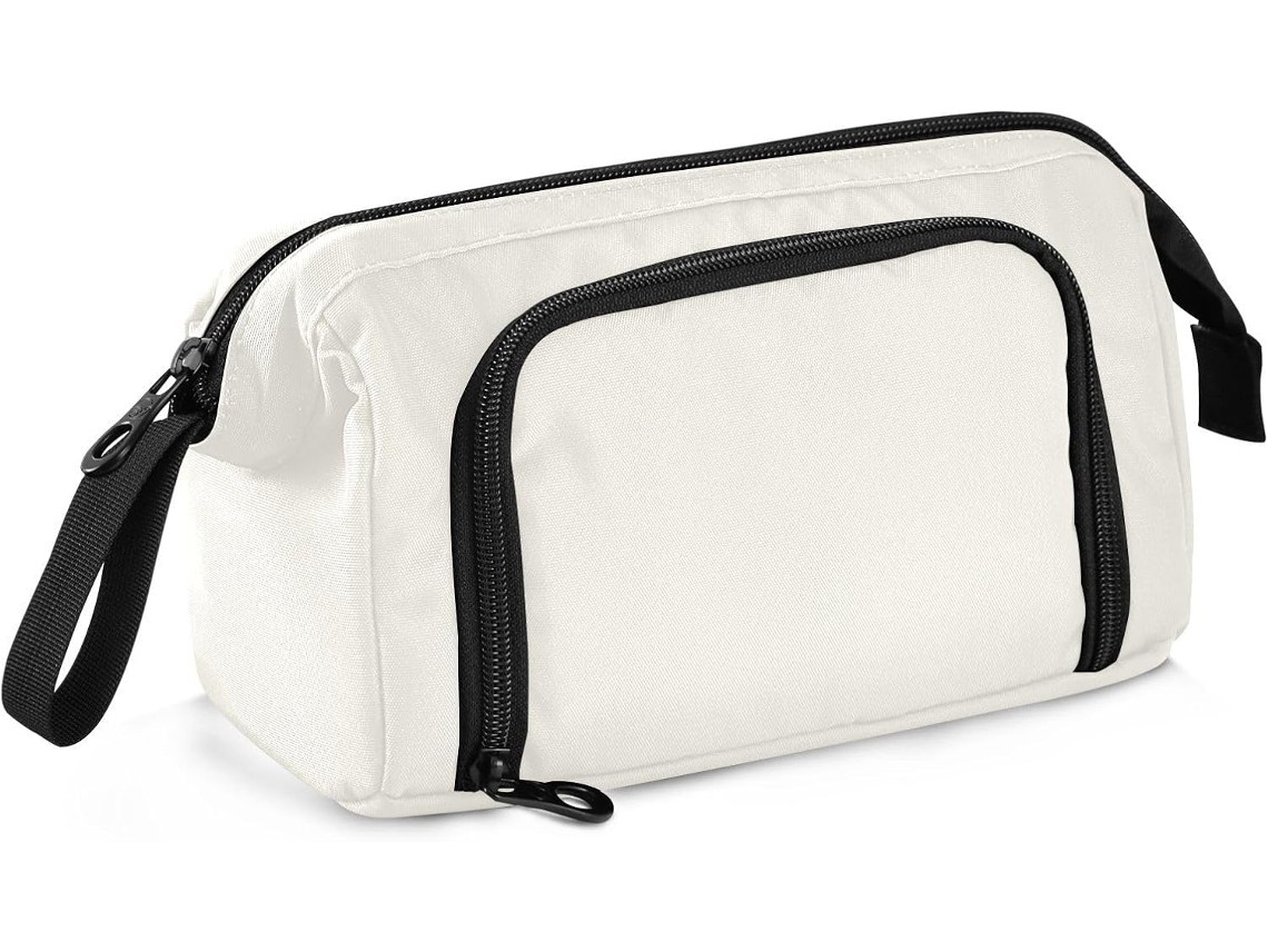 Estojo Grande e Liso, Branco com Estampa Floral, Compartimentos, Ideal para Adolescentes Estudantes Universitá